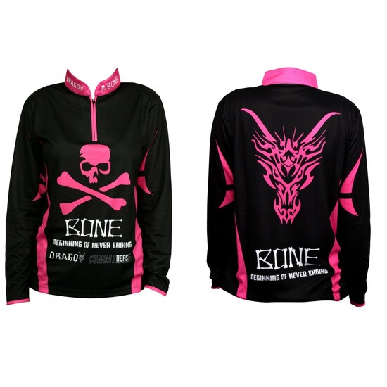 Pink Bone Long Sleeve Fishing Shirt with Zippered Front [Size: 12]