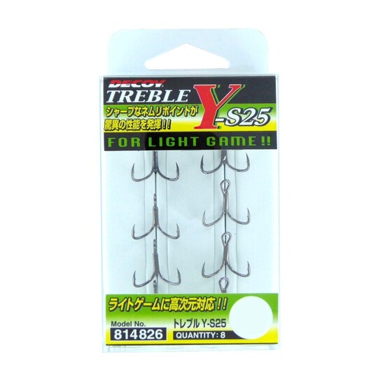 8 Pack of Size 12 Decoy Y-S25 Treble Fishing Hooks - Japanese Made Trebles