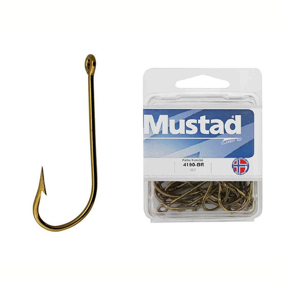 100 x Mustad 4190 Bronze Kendal Kirby Fishing Hooks - Size 4/0