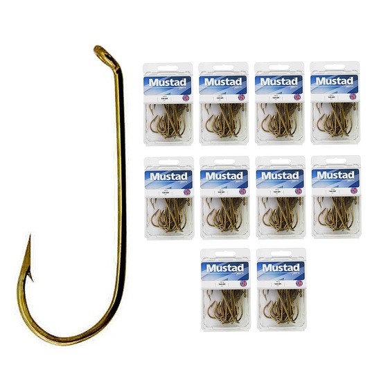 10 Boxes of Mustad Bronze 540 French Viking Fishing Hooks - Size 10