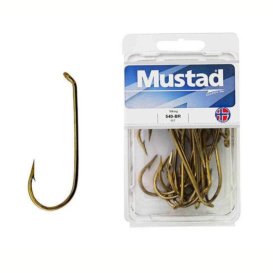 100 x Mustad Bronze 540 French Viking Fishing Hooks - Size 10