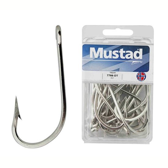 100 x Mustad 7766D Duratin Tarpon Fishing Hooks - Size 1/0