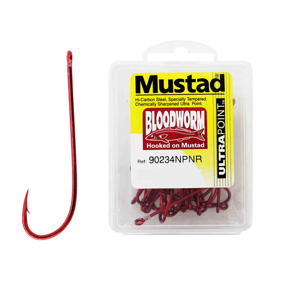 Mustad Red Baitholder-Size 6 Qty 10-92668npnr-Chemically Sharpened Fishing  Hooks